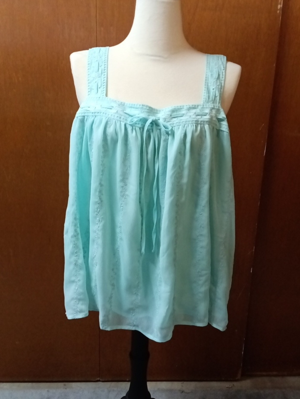 Torrid Light Aqua Tie-Front Embroidered Camisole